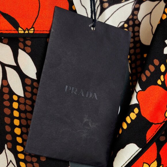 Prada Cruise 2019 Orange Silk Hawaiian Print Bowling Shirt - Picture 9 of 15